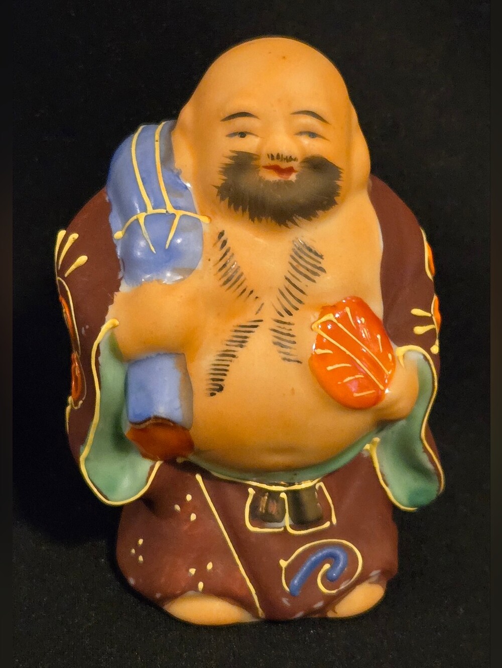 Vintage Japanese Kutani Porcelain Figurine "Hotei"